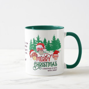 Christian MERRY CHRISTMAS MUSHROOMS in Forest Mug