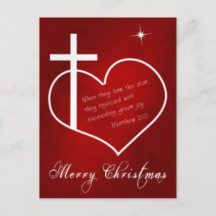 Christian Merry Christmas red customizable Holiday Postcard