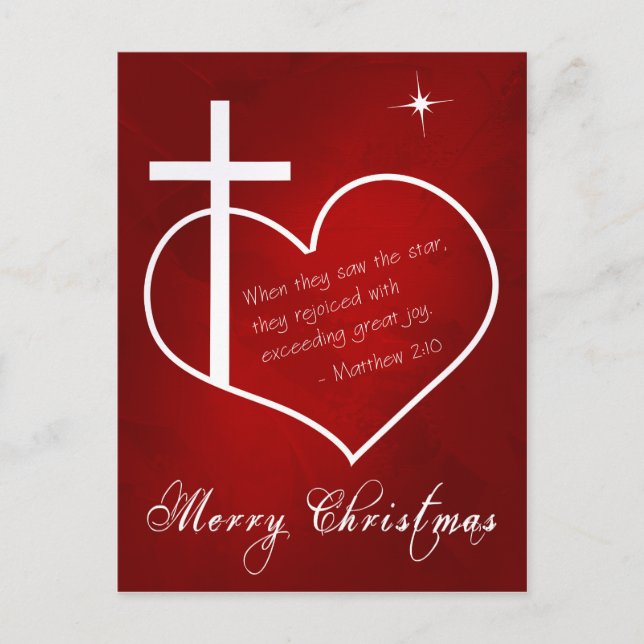 Christian Merry Christmas red customizable Holiday Postcard (Front)