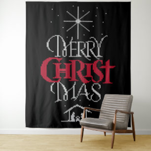 Christian Merry Christmas Sweater Jesus Christ Tapestry