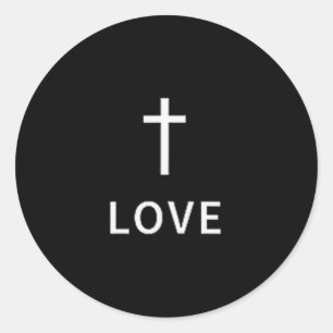 Christian Minimal Cross Love Subtle Religious Mode Classic Round Sticker