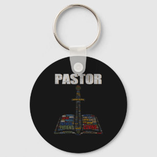 Christian Minister Word Cloud Church Pastor Apprec Keychain