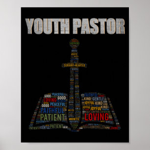 Christian Minister Word Cloud Youth Pastor Appreci Poster