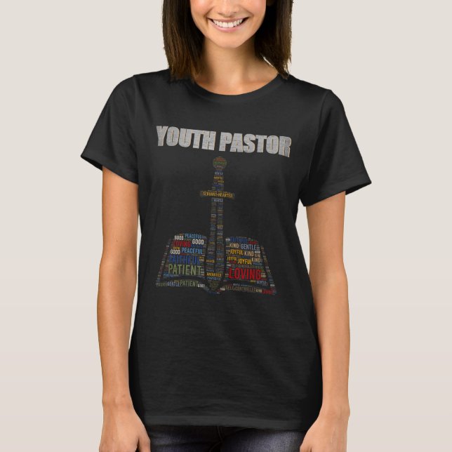Christian Minister Word Cloud Youth Pastor Appreci T-Shirt (Front)