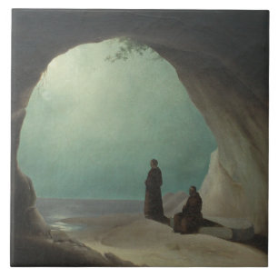 Christian Monks in a Grotto (by Carl Blechen) Tile