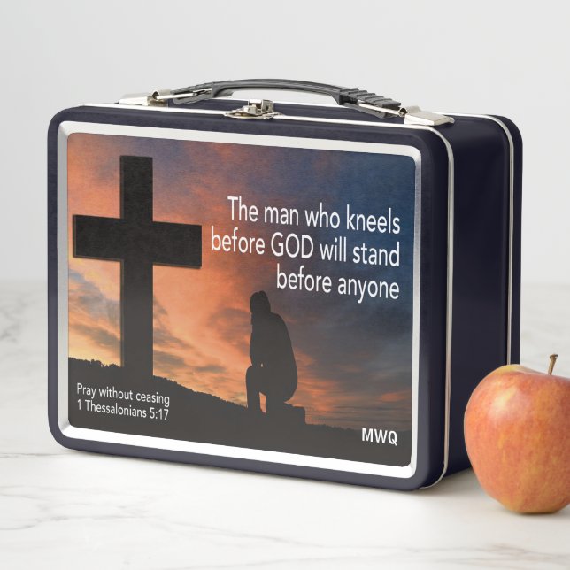 Christian Monogram PRAY WITHOUT CEASING Cabin Metal Lunch Box (In Situ)