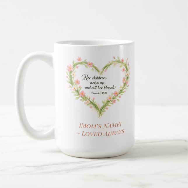 Christian Mother’s Day Floral Heart Mug (Left)