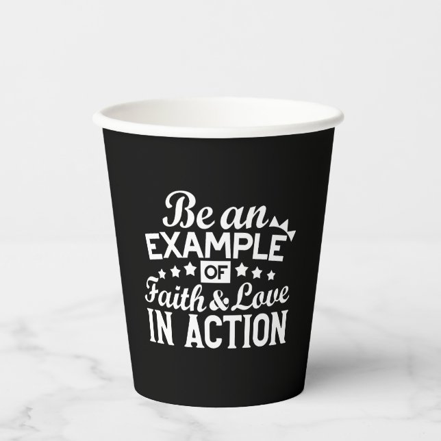 Christian Motivation Design – Faith, Love, and Act Paper Cups (Front)