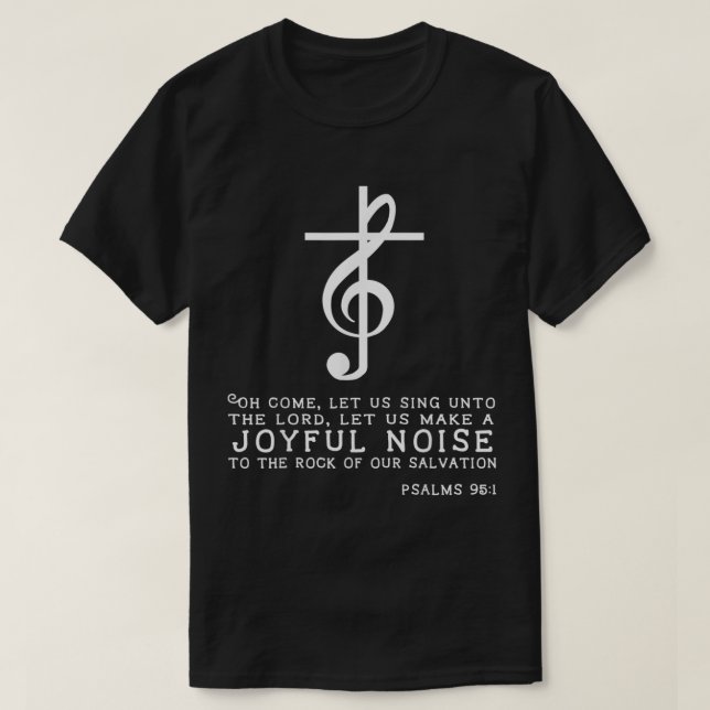 Christian Music Cross Tee Treble Clef Musical Gift (Design Front)