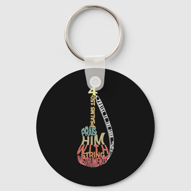 Christian Music Shirts For Men _ Praise Him B Play Keychain (Front)