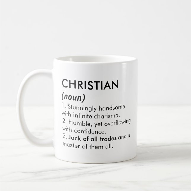 Christian name, Editable name, Custom name Coffee Mug (Left)