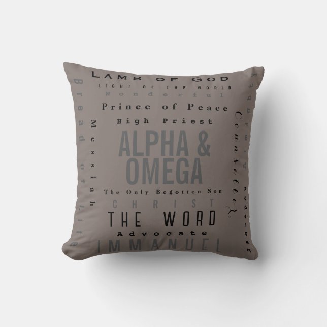 Christian Names Of God, Modern Simple Throw Pillow (Front)