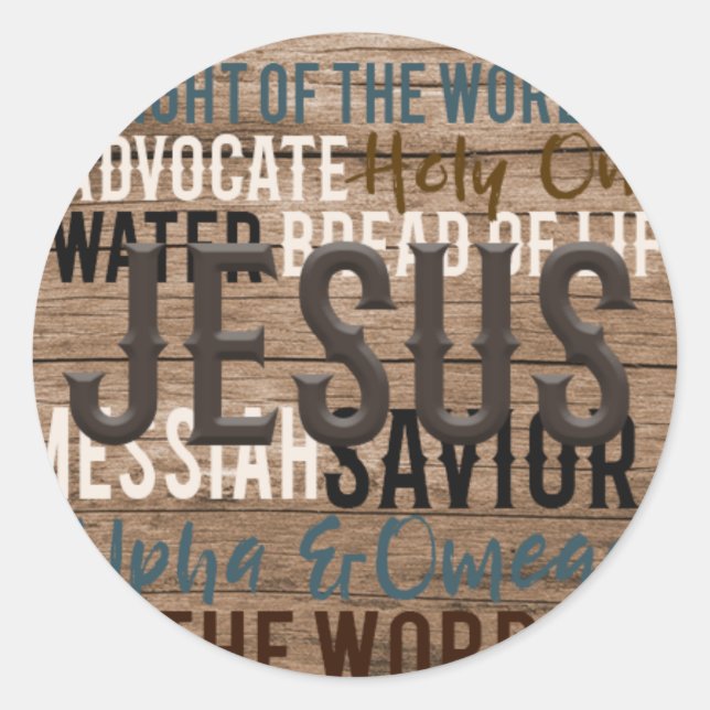 Christian Names of Jesus Classic Round Sticker (Front)
