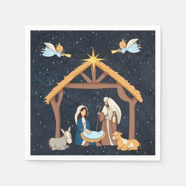 Christian Nativity Christmas Napkin (Front)