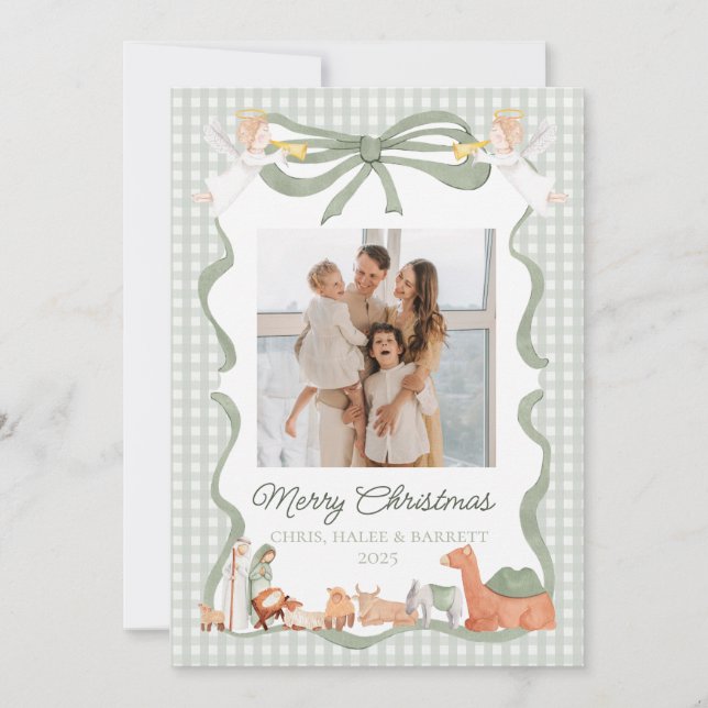 Christian Nativity Photo Greeting Christmas Card (Front)