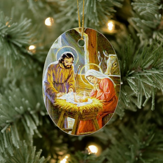 Christian Nativity Vintage Christmas Ornament (Tree)