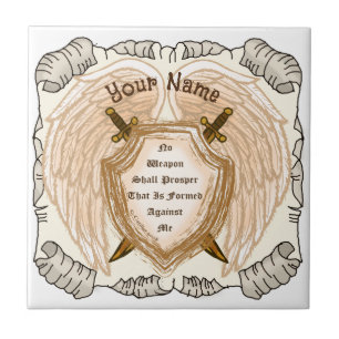 Christian No Weapon Shall Prosper custom name Tile