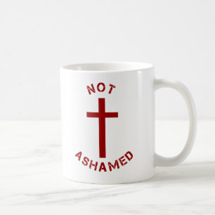 Christian Not Ashamed Red Cross Text Design Coffee Mug