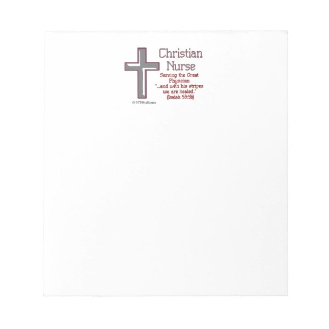Christian Nurse Cross 2 Notepad (Front)