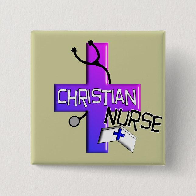 Christian Nurse Gifts 2 Inch Square Button (Front)