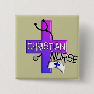 Christian Nurse Gifts 2 Inch Square Button