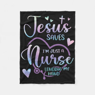 Christian Nurse Jesus  Fleece Blanket