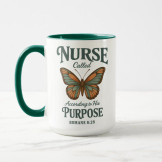 Christian Nurse Romans 8:28 Butterfly Faith Mug
