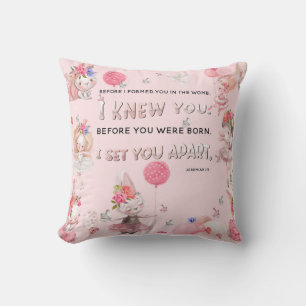 Christian Nursery Art - Jeremiah Bible Verse Throw Pillow