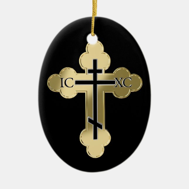 Christian orthodox cross ceramic ornament (Front)