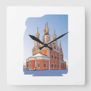 Christian Orthodox Temple Square Wall Clock