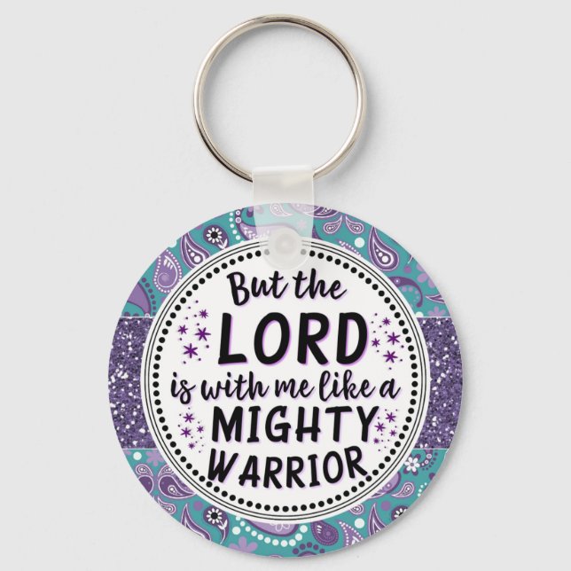 Christian Paisley Lord Mighty Warrior Keychain (Front)