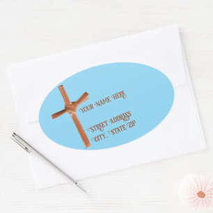 Christian Palm Cross Étiquettes de adresse, Brown 