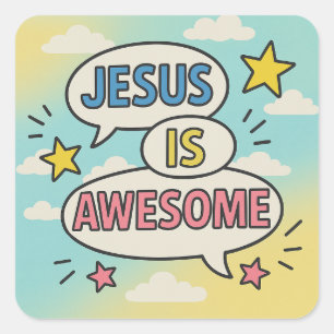 Christian party tableware theme  square sticker