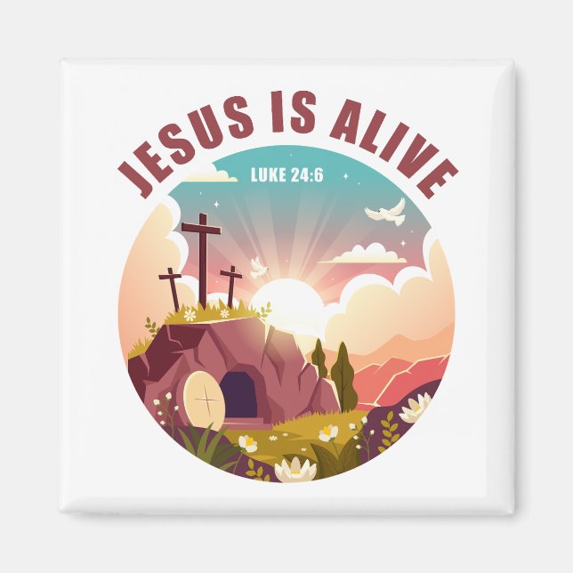 Christian Passover Easter Jesus Empty Tomb & Cross Magnet (Front)