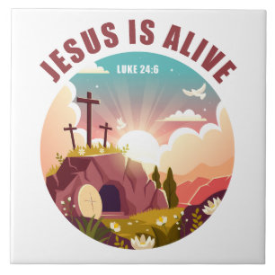 Christian Passover Easter Jesus Empty Tomb & Cross Tile