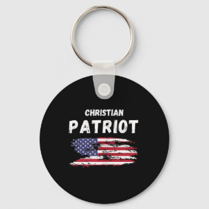 Christian Patriot American Flag Faith And Freedom  Keychain