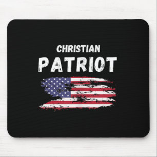 Christian Patriot American Flag Faith And Freedom  Mouse Pad