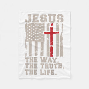 Christian Patriotic Jesus Way Truth Life American  Fleece Blanket