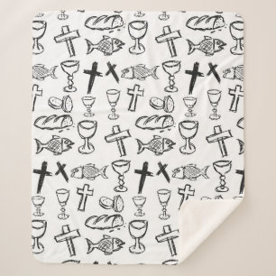 Christian Pattern Sherpa Blanket