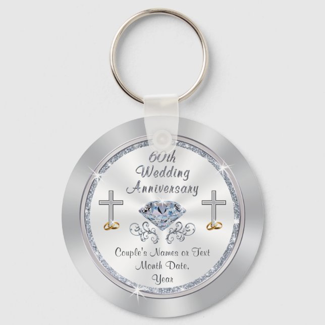 Christian Personalized 60th Anniversary Favours Keychain (Front)