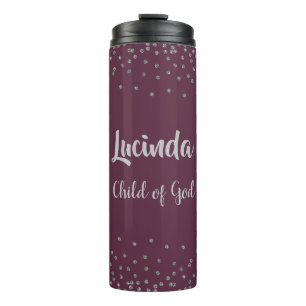 Christian Personalized Child of God Faux Diamonds Thermal Tumbler