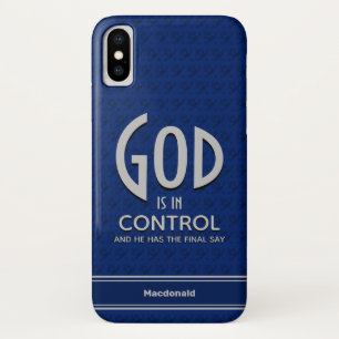 Christian Personalized GOD IS IN CONTROL Blue Case-Mate iPhone Case