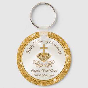 Christian Personalized Golden Anniversary Favours Keychain
