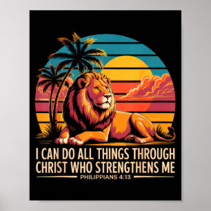 Christian Philipans 4 13 Religious Lion Strength  Poster