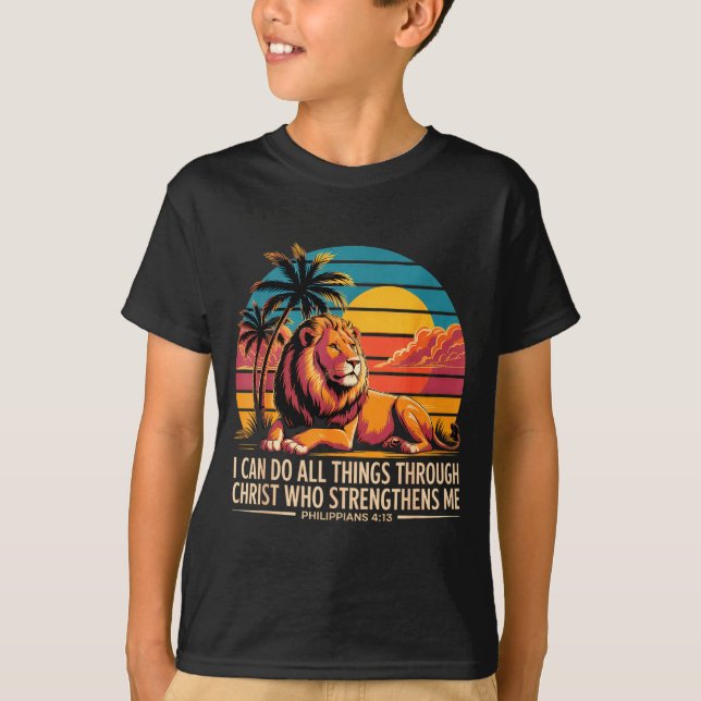 Christian Philipans 4 13 Religious Lion Strength  T-Shirt (Front)