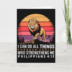 Christian Philippians 4_13 Religious Lion Strength Card