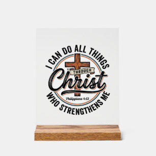 Christian Philippians 4_13 Vintage Quote Shirt Des Acrylic Sign