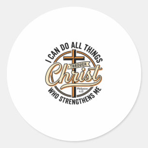 Christian Philippians 4_13 Vintage Quote Shirt Des Classic Round Sticker
