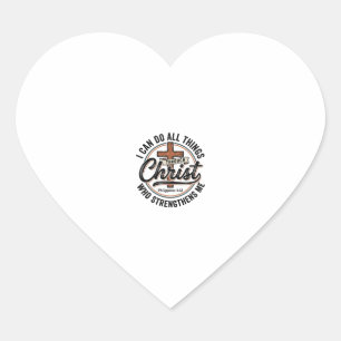 Christian Philippians 4_13 Vintage Quote Shirt Des Heart Sticker