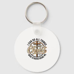 Christian Philippians 4_13 Vintage Quote Shirt Des Keychain